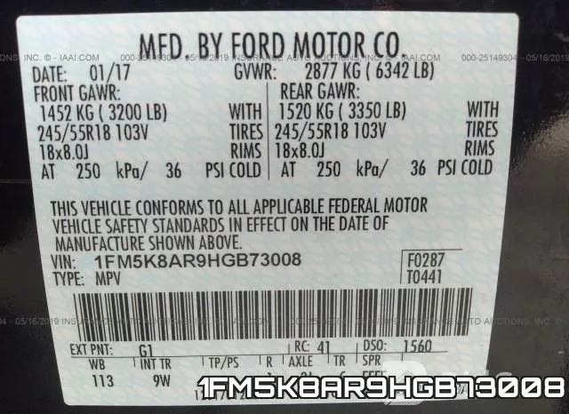 1FM5K8AR9HGB73008 фото 10