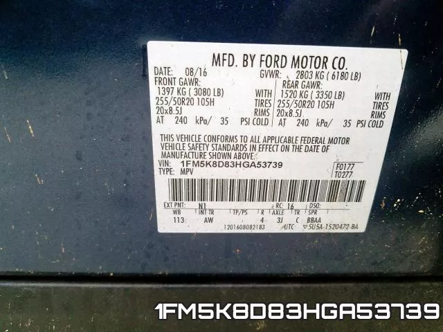 1FM5K8D83HGA53739 фото 2
