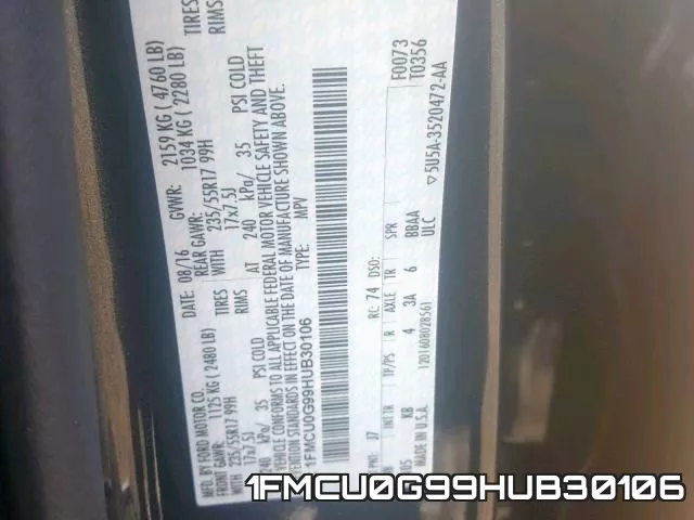 1FMCU0G99HUB30106 фото 2