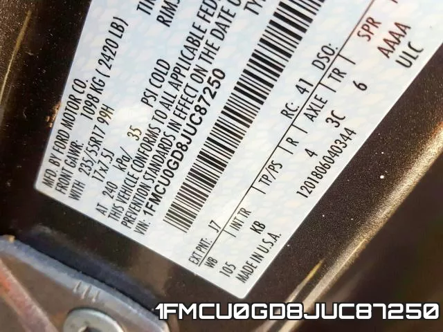1FMCU0GD8JUC87250 фото 2