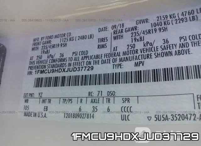 1FMCU9HDXJUD37729 фото 6
