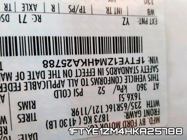 1FTYE1ZM4HKA25788 фото 2