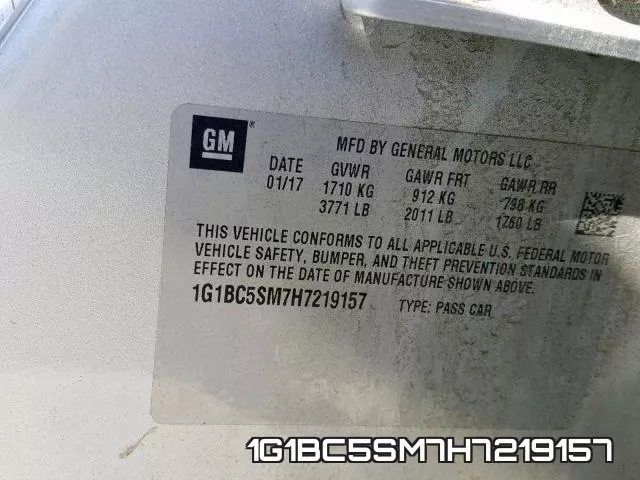 1G1BC5SM7H7219157 фото 2