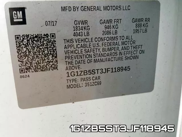 1G1ZB5ST3JF118945 фото 2