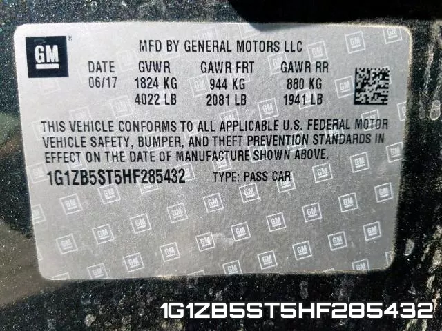 1G1ZB5ST5HF285432 фото 2