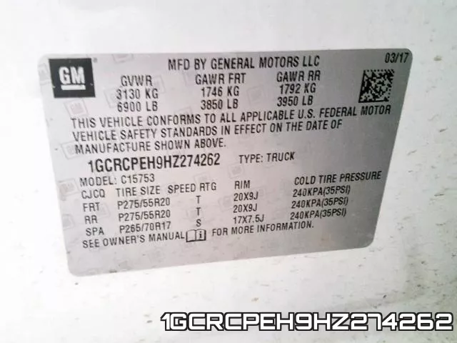 1GCRCPEH9HZ274262 фото 2