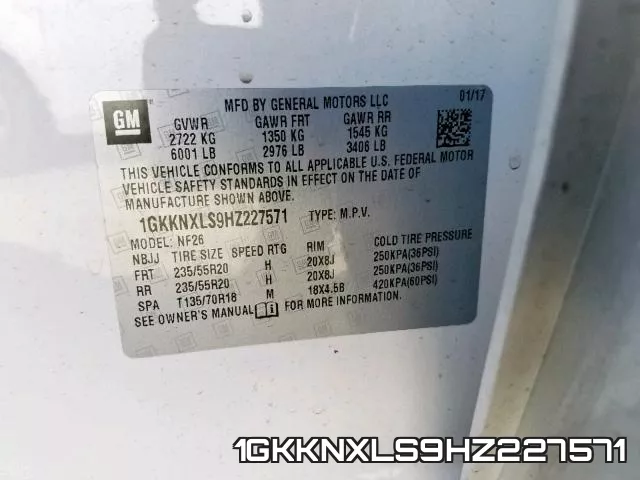 1GKKNXLS9HZ227571 фото 2