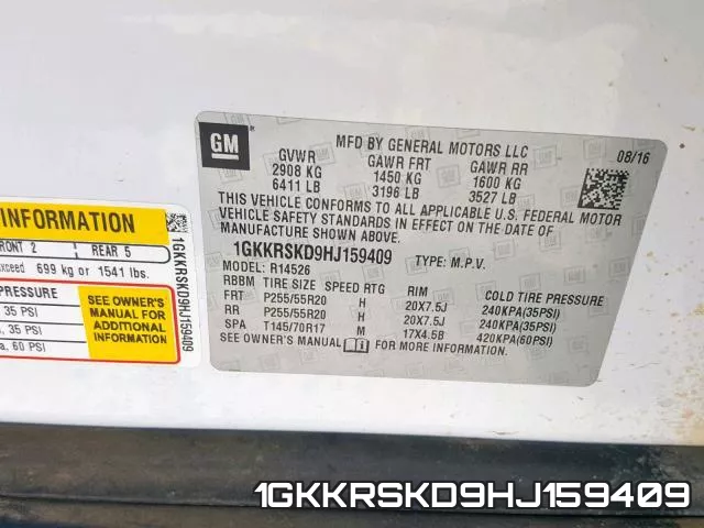1GKKRSKD9HJ159409 фото 2