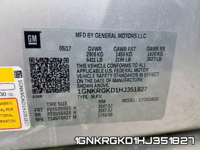 1GNKRGKD1HJ351827 фото 2