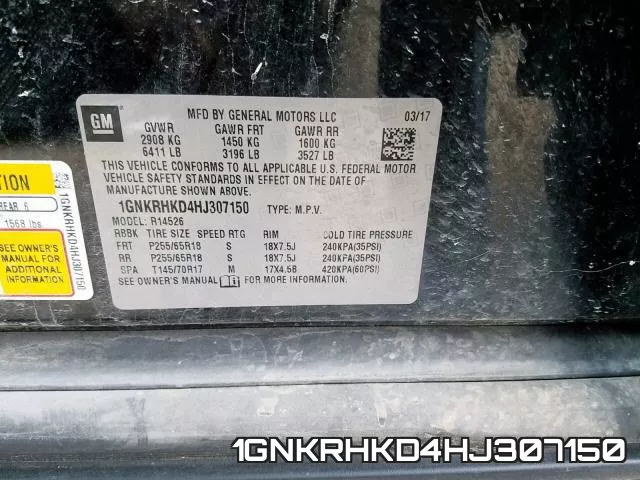 1GNKRHKD4HJ307150 фото 2