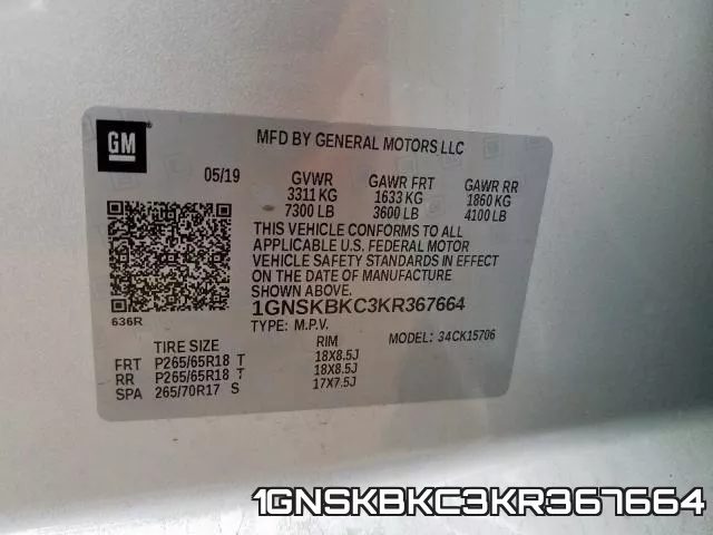 1GNSKBKC3KR367664 фото 2