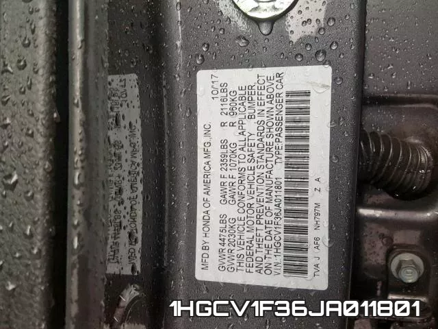 1HGCV1F36JA011801 фото 2