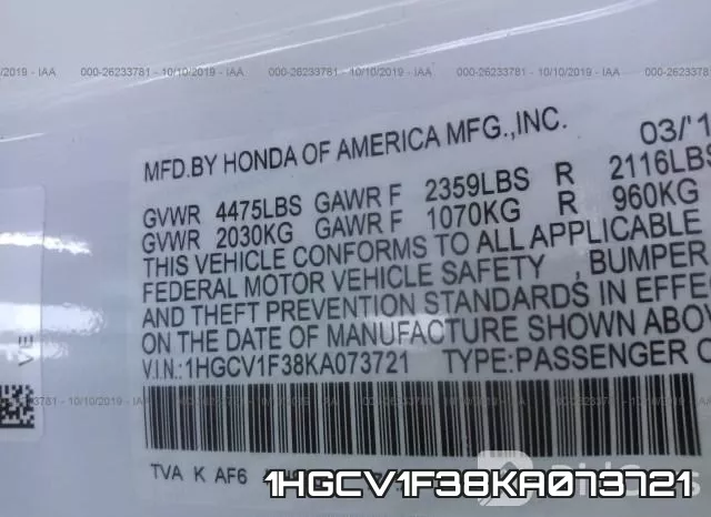 1HGCV1F38KA073721 фото 9