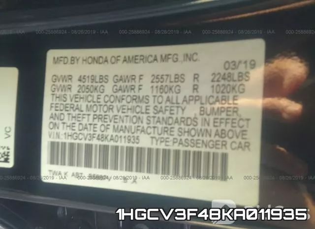 1HGCV3F48KA011935 фото 10