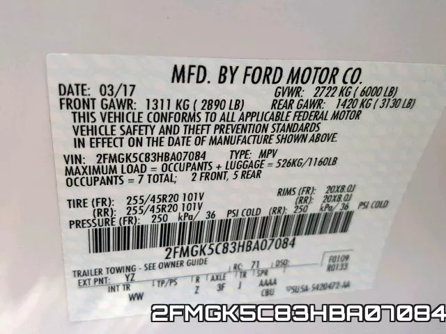 2FMGK5C83HBA07084 фото 2