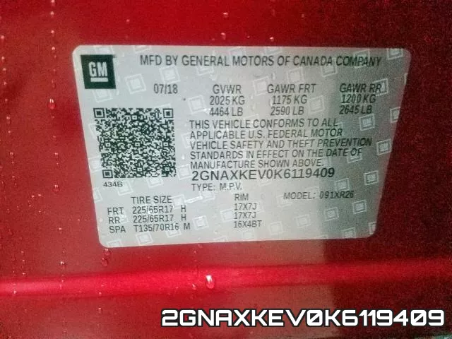 2GNAXKEV0K6119409 фото 2