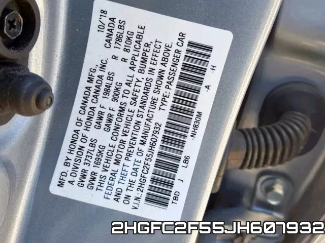 2HGFC2F55JH607932 фото 2