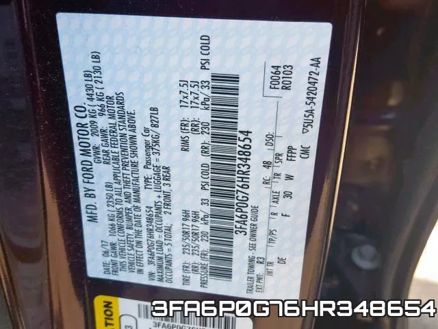 3FA6P0G76HR348654 фото 2