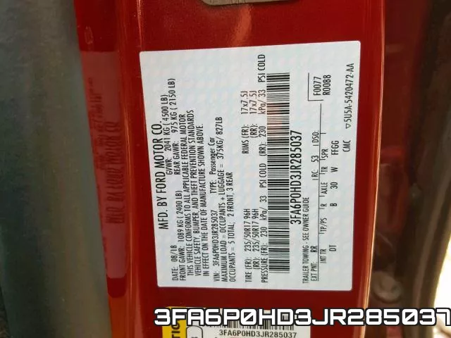 3FA6P0HD3JR285037 фото 2