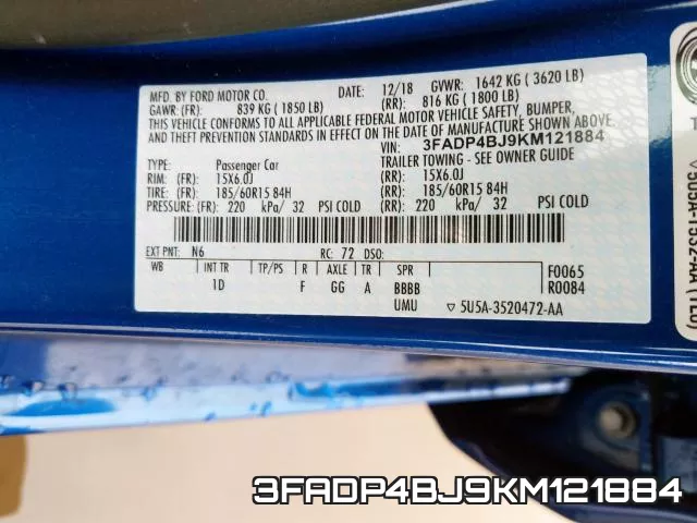 3FADP4BJ9KM121884 фото 2