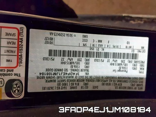 3FADP4EJ1JM108184 фото 2
