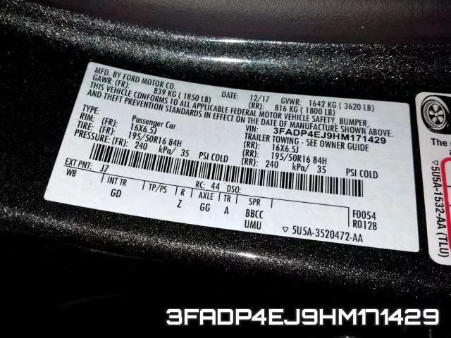3FADP4EJ9HM171429 фото 2