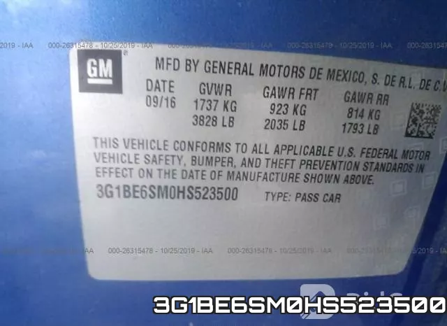 3G1BE6SM0HS523500 фото 10