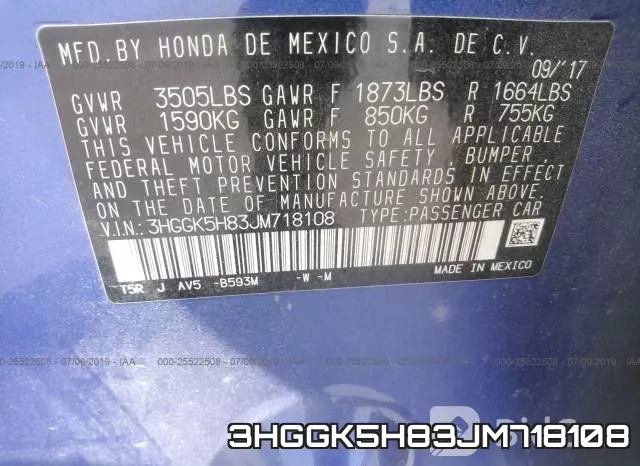 3HGGK5H83JM718108 фото 10
