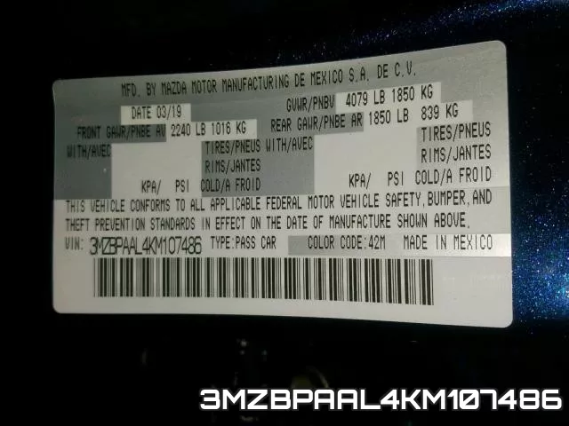 3MZBPAAL4KM107486 фото 2