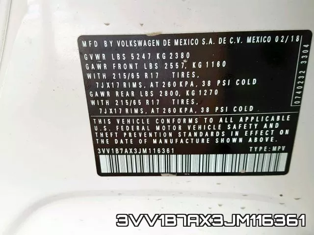 3VV1B7AX3JM116361 фото 2