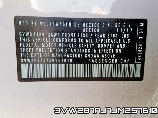 3VW2B7AJ7JM257610 фото 2