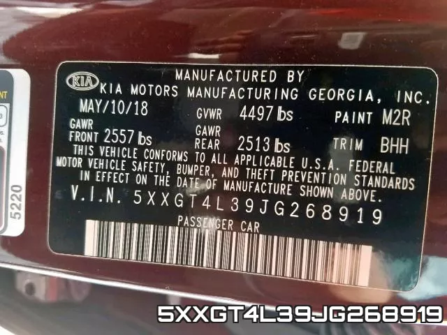 5XXGT4L39JG268919 фото 2