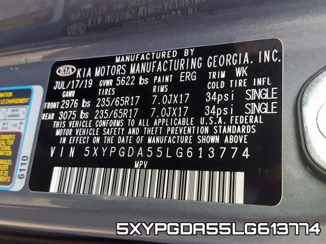 5XYPGDA55LG613774 фото 2