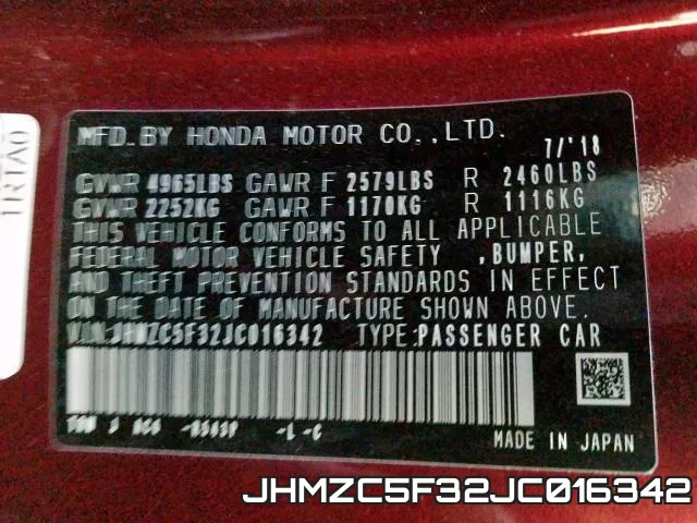 JHMZC5F32JC016342 фото 2
