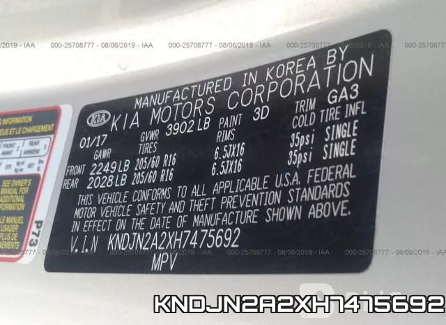 KNDJN2A2XH7475692 фото 10