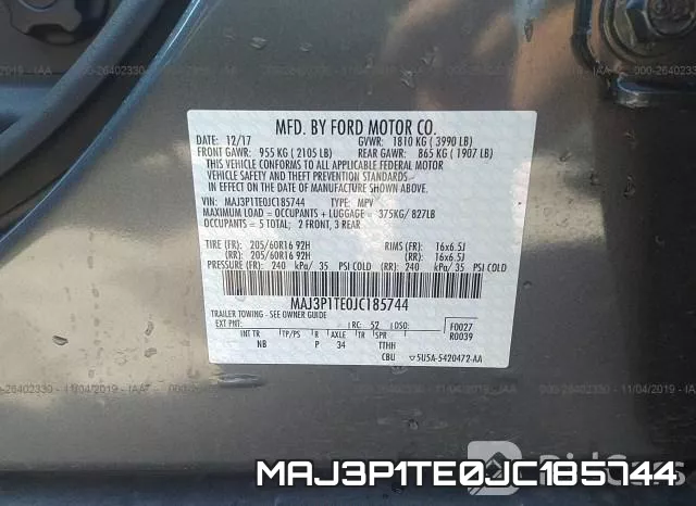 MAJ3P1TE0JC185744 фото 9