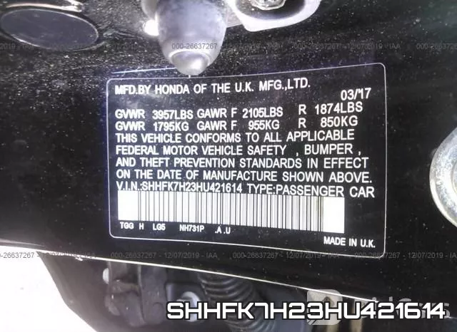 SHHFK7H23HU421614 фото 10