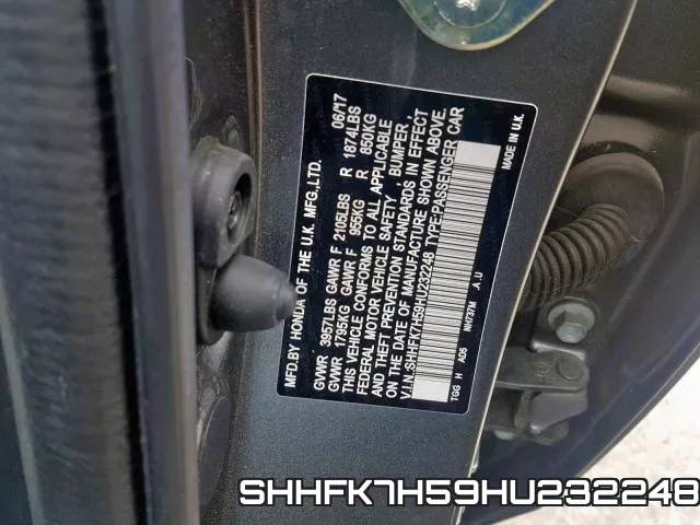 SHHFK7H59HU232248 фото 2