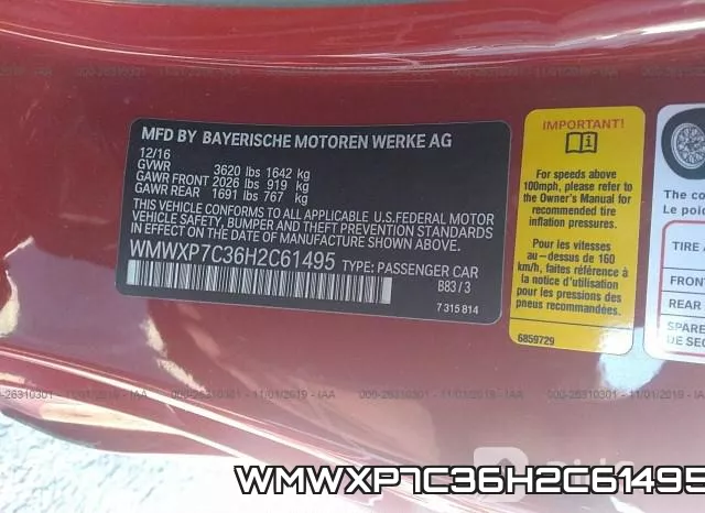 WMWXP7C36H2C61495 фото 10