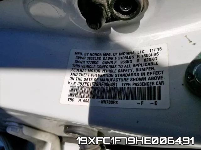 19XFC1F79HE006491 фото 2