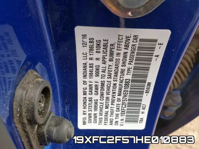 19XFC2F57HE010883 фото 2