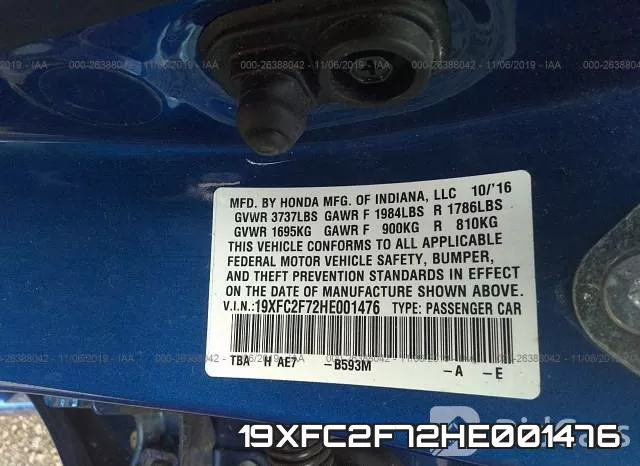 19XFC2F72HE001476 фото 9