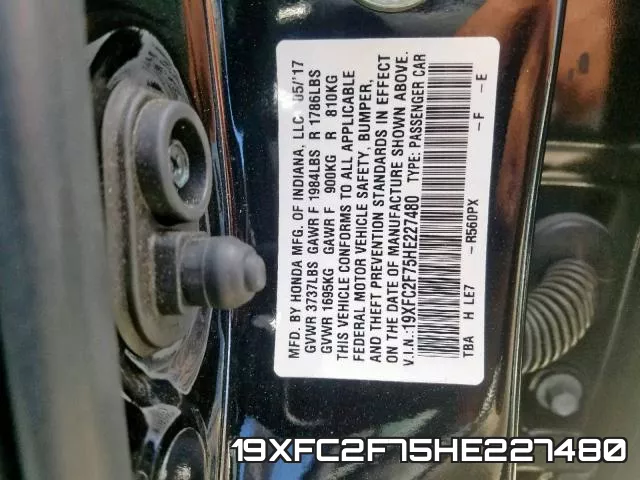 19XFC2F75HE227480 фото 2