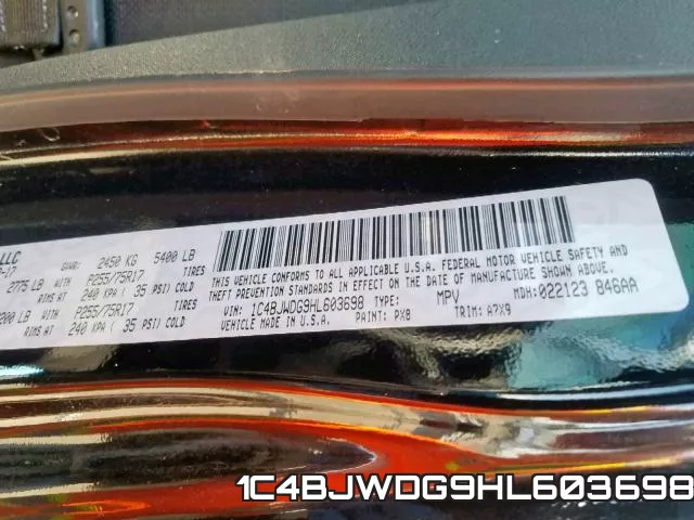 1C4BJWDG9HL603698 фото 2
