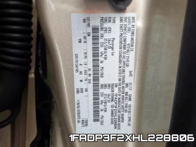1FADP3F2XHL228806 фото 2