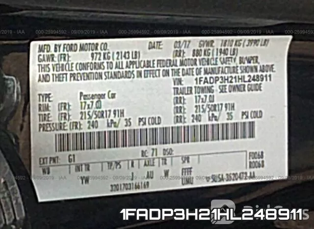 1FADP3H21HL248911 фото 10