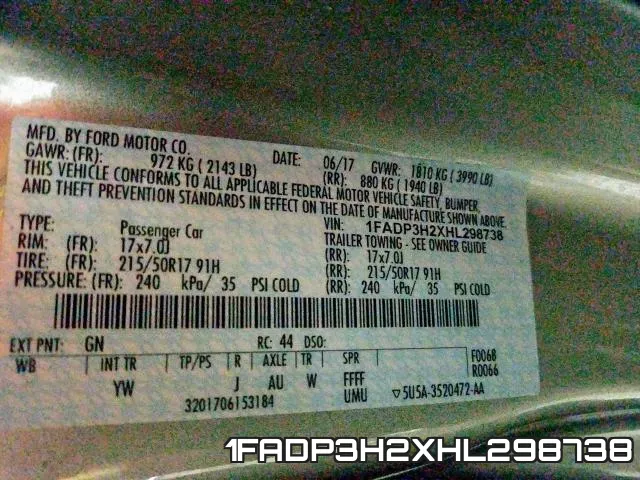 1FADP3H2XHL298738 фото 2