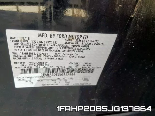 1FAHP2D85JG137864 фото 2