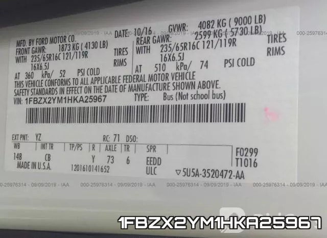 1FBZX2YM1HKA25967 фото 10