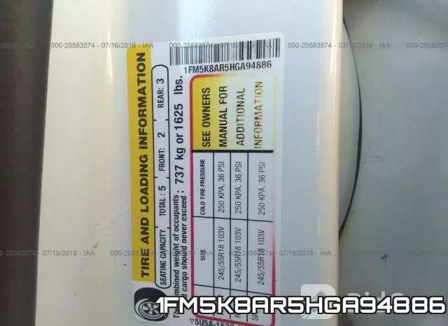 1FM5K8AR5HGA94886 фото 9